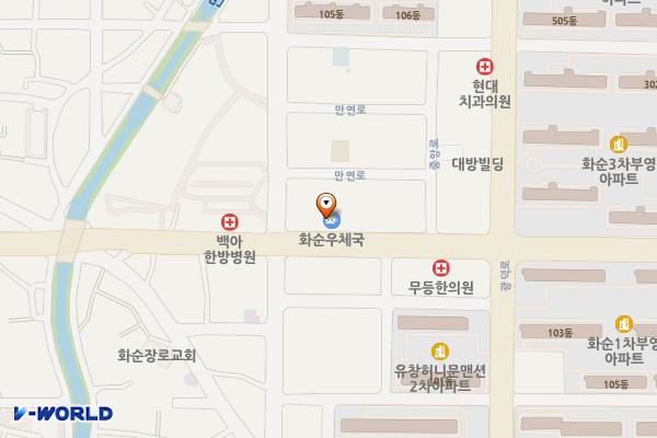 화순우체국 공중화장실 1층 위치 지도 — 전남광주통합특별시 화순군 화순읍 중앙로 85
