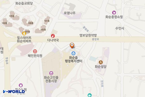 화순읍 행정복지센터 위치 지도 — 전남광주통합특별시 화순군 화순읍 중앙로 20-4
