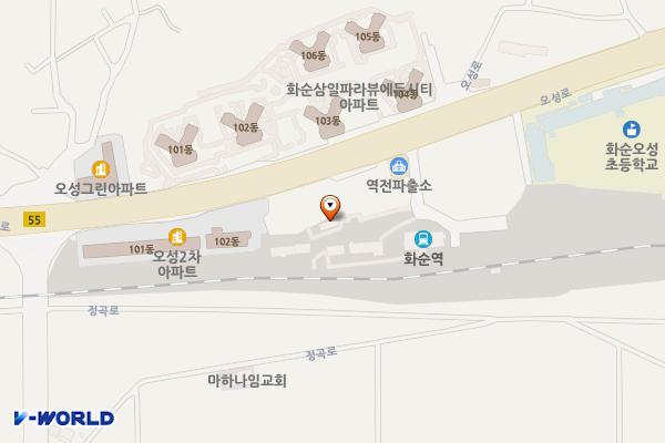 화순역 공중화장실 위치 지도 — 전남광주통합특별시 화순군 화순읍 오성로 488-5