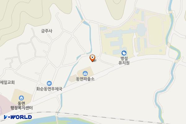 동면주민자치센터(1층) 위치 지도 — 전남광주통합특별시 화순군 동면 충의로 777