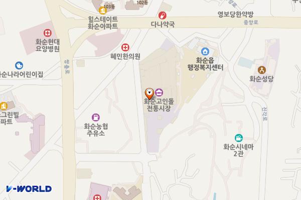 화순고인돌전통시장주차장 위치 지도 — 전남광주통합특별시 화순군 화순읍 시장길 42