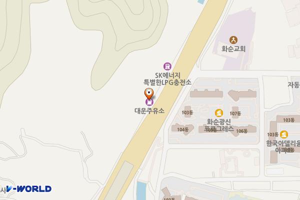대운주유소 공중화장실 위치 지도 — 전남광주통합특별시 화순군 화순읍 화보로 4157