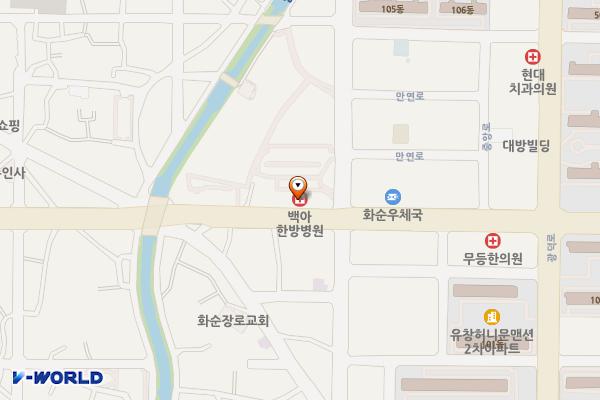 백아한방병원 위치 지도 — 전남광주통합특별시 화순군 화순읍 중앙로 75