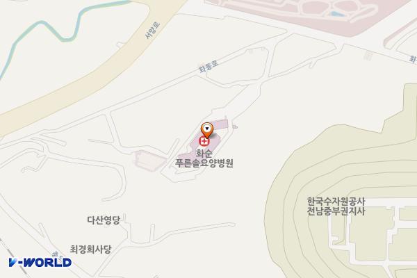 화순푸른솔요양병원 위치 지도 — 전남광주통합특별시 화순군 화순읍 화동로 68-3, 화순푸른솔 요양병원