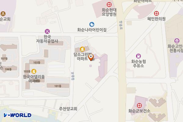 화순중앙병원 위치 지도 — 전남광주통합특별시 화순군 화순읍 칠충로 101