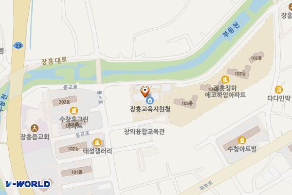 전라남도장흥교육지원청 위치 지도 — 전남광주통합특별시 장흥군 장흥읍 동교로 64-17
