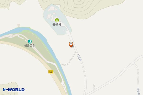석문산(용문사) 등산로 위치 지도 — 전남광주통합특별시 강진군 도암면 다산로 1080-21