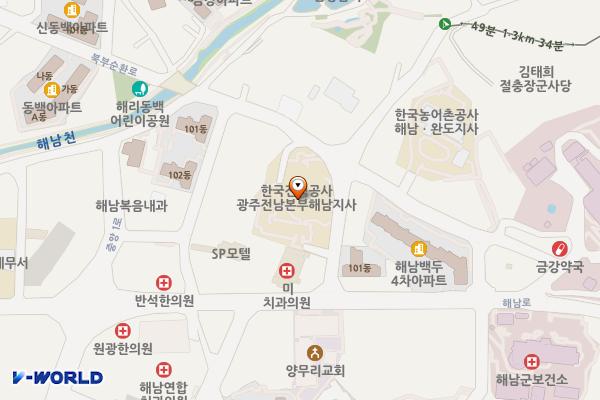 한국전력공사 위치 지도 — 전남광주통합특별시 해남군 해남읍 북부순환로 5 (해리, 한국전력공사)