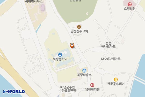 북평수산업협동조합 위치 지도 — 전남광주통합특별시 해남군 북평면 달량진길 34 (남창리, 해남군수협북평지점)