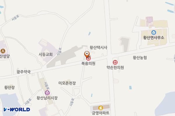 복음의원 위치 지도 — 전남광주통합특별시 해남군 황산면 시등로 96 (우항리, 복음의원)