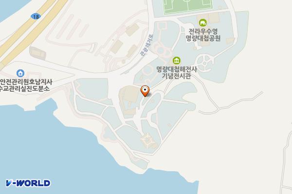 우수영관광단지1 공중화장실 위치 지도 — 전남광주통합특별시 해남군 문내면 관광레저로 12 (학동리, 전라우수영명량대첩공원)