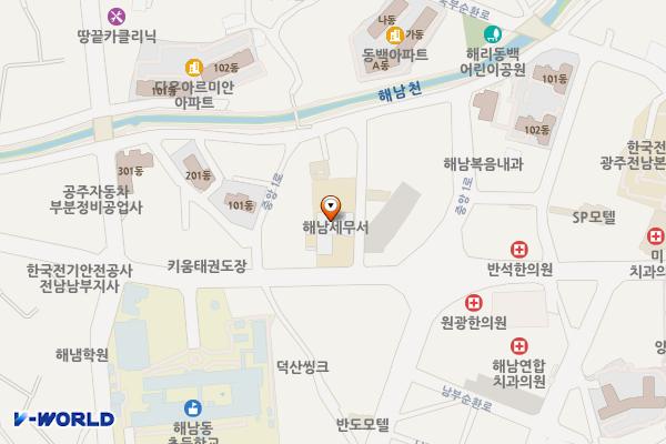 해남세무서 공중화장실 위치 지도 — 전남광주통합특별시 해남군 해남읍 중앙1로 18, 해남세무서
