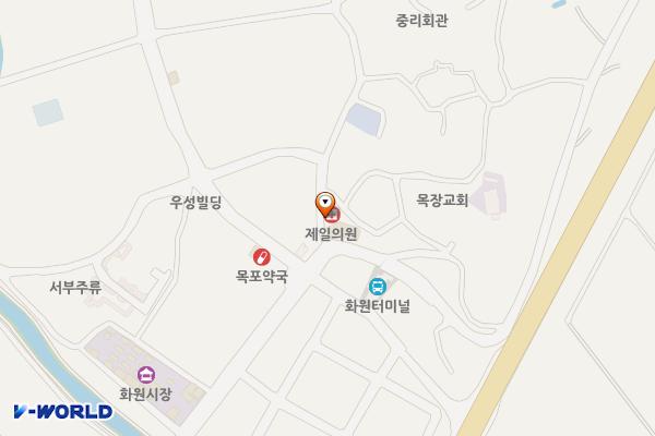제일의원 위치 지도 — 전남광주통합특별시 해남군 화원면 청용1길 4 (청용리, 제일의원)