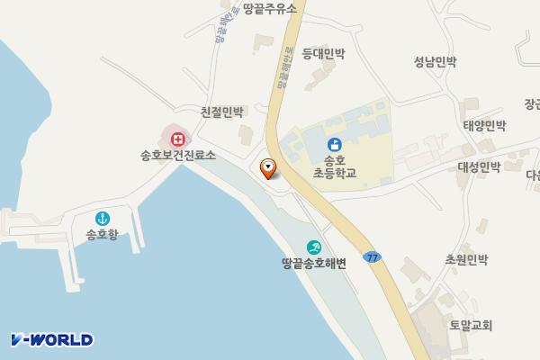 송호해수욕장1화장실 위치 지도 — 전남광주통합특별시 해남군 송지면 송호리 898-7