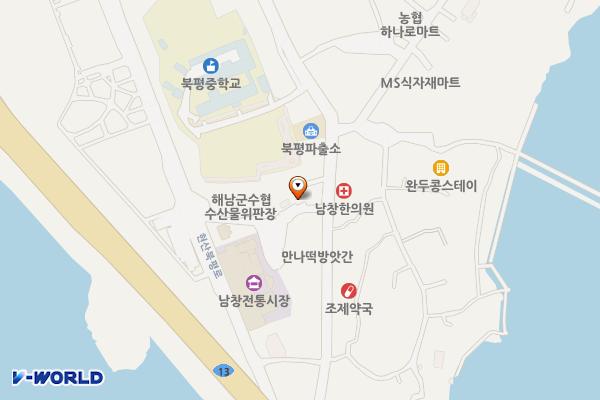 북평터미널(남창정류소) 위치 지도 — 전남광주통합특별시 해남군 북평면 달량진길 52-2