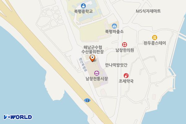 북평남창시장 위치 지도 — 전남광주통합특별시 해남군 북평면 달량진길 52-10