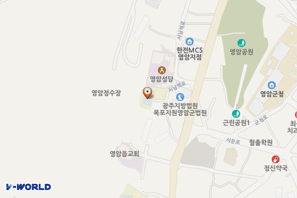 영암공공도서관 위치 지도 — 전남광주통합특별시 영암군 영암읍 서남역로 27-11