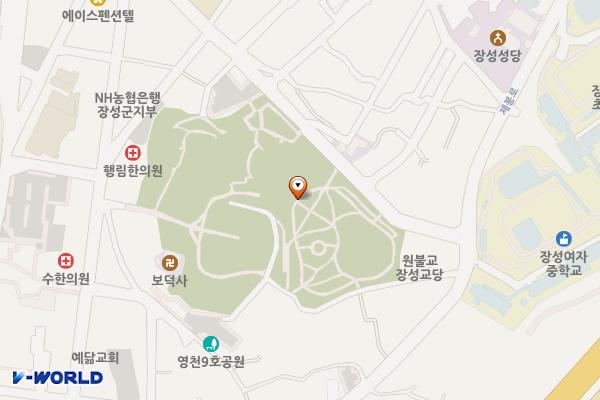장성공원 화장실 위치 지도 — 전남광주통합특별시 장성군 장성읍 영천리 983번지