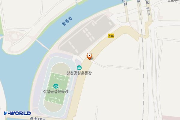 공설운동장 1주차장 화장실 위치 지도 — 전남광주통합특별시 장성군 장성읍 기산리 26번지 2호