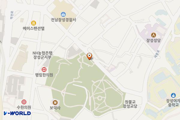 장성공원 경관폭포 위치 지도 — 전남광주통합특별시 장성군 장성읍 영천리 965-20