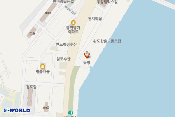 해변공원1화장실 위치 지도 — 전남광주통합특별시 완도군 완도읍 해변공원로124번길 6