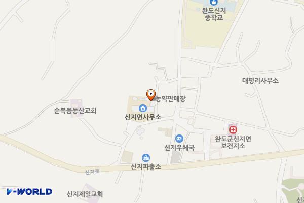 신지면사무소 위치 지도 — 전남광주통합특별시 완도군 신지면 한들길 11