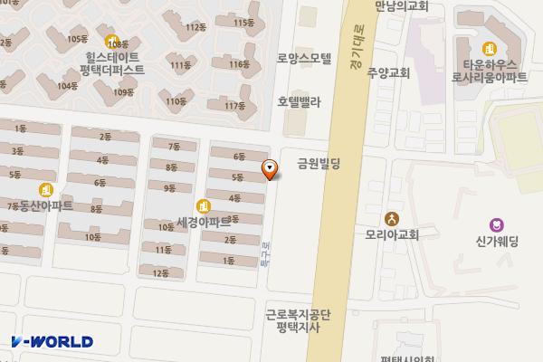 송탄서점~우정사우나 위치 지도 — 경기도 평택시 서정동 924