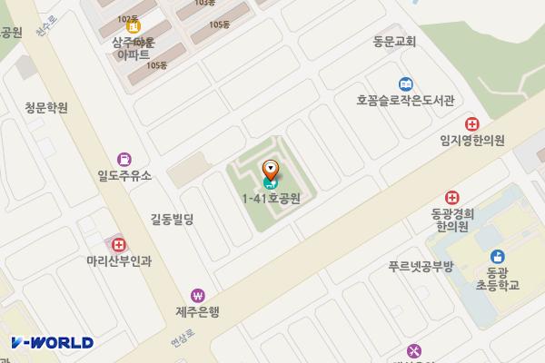 제41호 어린이공원(제주은행 동쪽) 위치 지도 — 제주특별자치도 제주시 일도2동 65