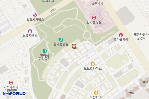 한마음공원(곰솔곶화장실)(한마음병원서쪽) 위치 지도 — 제주특별자치도 제주시 이도2동 1942-1