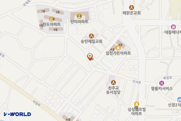 송서성당～두리슈퍼 위치 지도 — 경기도 평택시 서정동 590-135