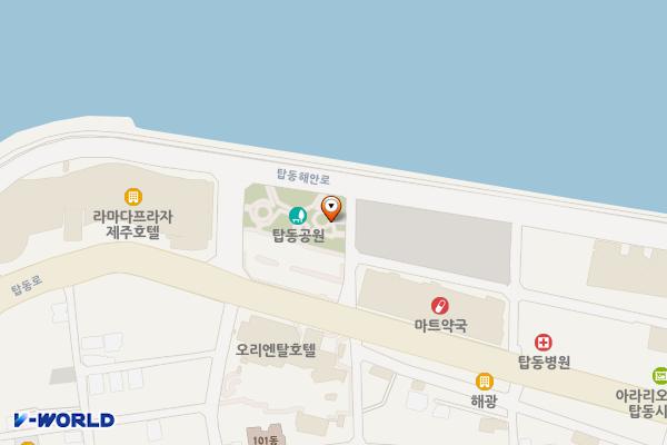 탑동 제1공원(E-마트옆) 위치 지도 — 제주특별자치도 제주시 탑동해안로 46