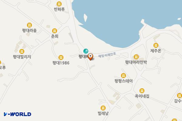 평대해수욕장 위치 지도 — 제주특별자치도 제주시 구좌읍 평대리 1994-6지선