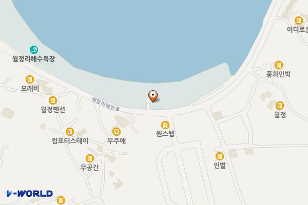 월정해수욕장 공중화장실 위치 지도 — 제주특별자치도 제주시 구좌읍 월정리 33-3 지선