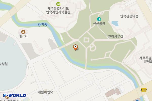 신산공원2(서쪽, 하천옆) 위치 지도 — 제주특별자치도 제주시 일도2동 915