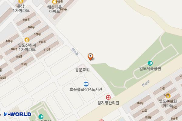 그린공원 배드민턴장 위치 지도 — 제주특별자치도 제주시 연수로 12