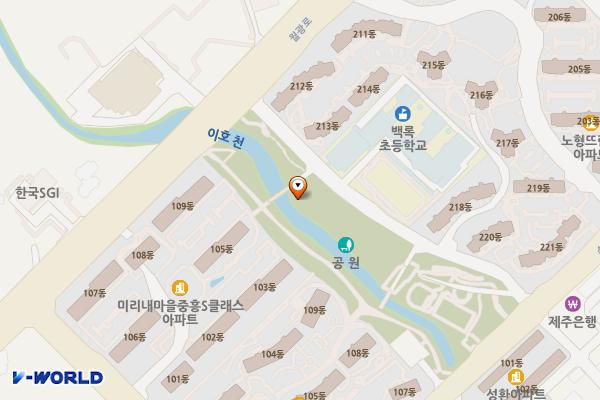 노형 제1근린공원(백록초층 옆) 위치 지도 — 제주특별자치도 제주시 정존5길 67