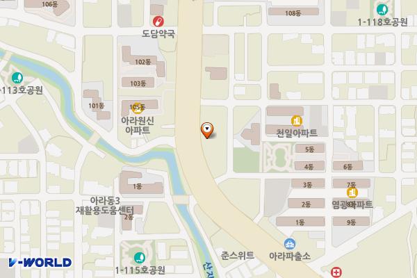 아라청소년문화의집 위치 지도 — 제주특별자치도 제주시 중앙로 585 (아라일동)