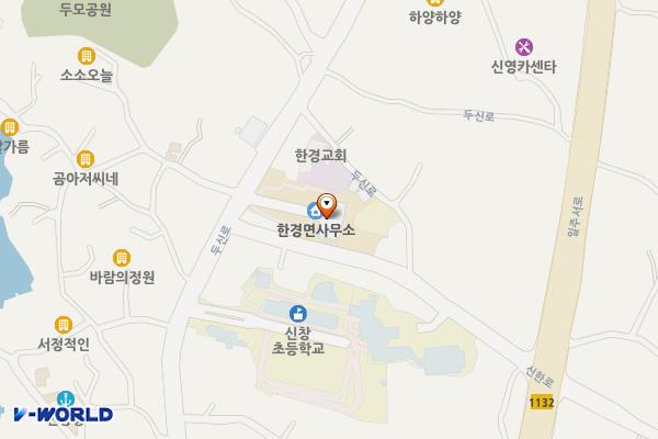 한경도서관 위치 지도 — 제주특별자치도 제주시 한경면 두신로 84, 한경면사무소