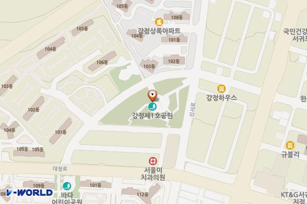 강정1호공원 공중화장실 위치 지도 — 제주특별자치도 서귀포시 강정동 201