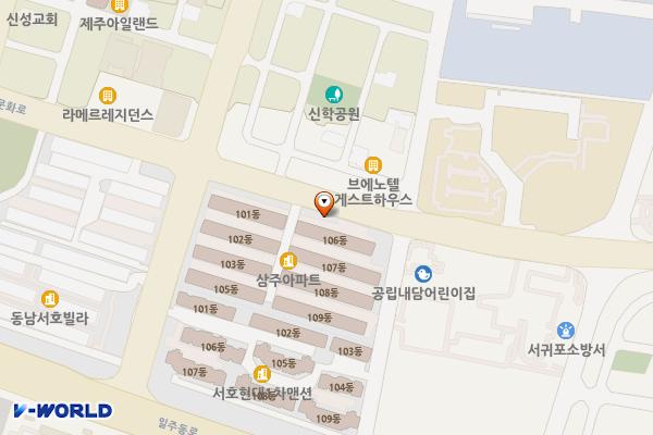 삼주상가(1동 식육점) 위치 지도 — 제주특별자치도 서귀포시 김정문화로 66