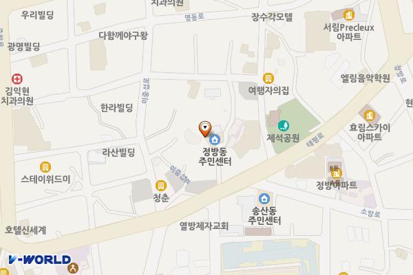 정방동주민센터 공중화장실 위치 지도 — 제주특별자치도 서귀포시 태평로421번길 7