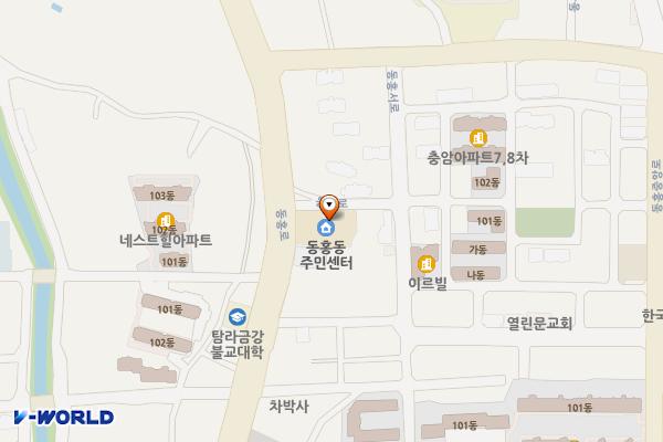 동홍동 행정 복지센터 위치 지도 — 제주특별자치도 동홍로 104