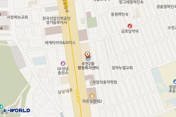 성남시 수진2동 행정복지센터 위치 지도 — 경기도 성남시 수정구 성남대로 1204