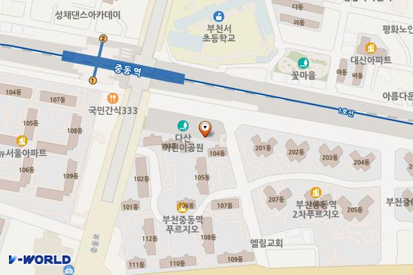 다산(중동역) 위치 지도 — 경기도 부천시 소사구 경인로 101번길 45