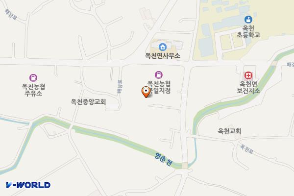옥천면 공영주차장(옥천면사무소 앞) 위치 지도 — 전남광주통합특별시 해남군 옥천면 영춘리 526