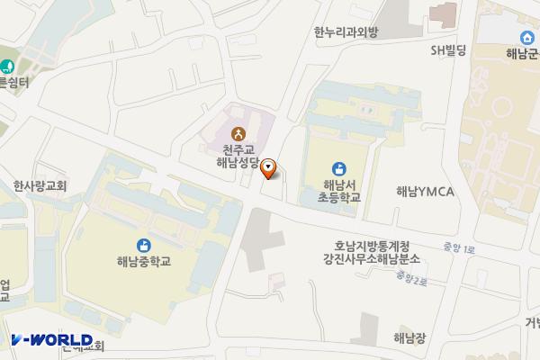 남외 공영주차장(구 영림몰딩) 위치 지도 — 전남광주통합특별시 해남군 해남읍 중앙1로 202