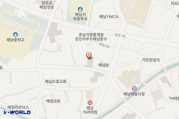 남동 공영주차장(남외리사무소 부근) 위치 지도 — 전남광주통합특별시 해남군 해남읍 남동리 6