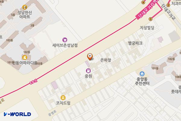 중상21 위치 지도 — 경기도 성남시 중원구 산성대로340