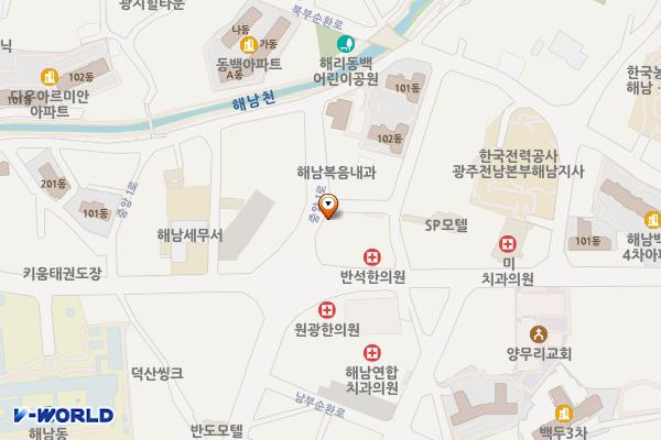 버스터미널인근(임차주차장) 위치 지도 — 전남광주통합특별시 해남군 해남읍 해리 458-5
