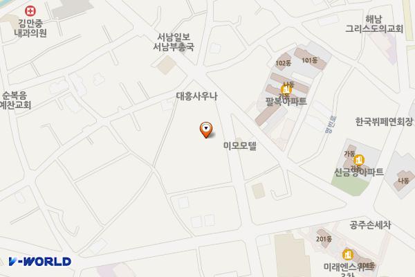 평동 공영주차장(평동오거리) 위치 지도 — 전남광주통합특별시 해남군 해남읍 홍교로 86